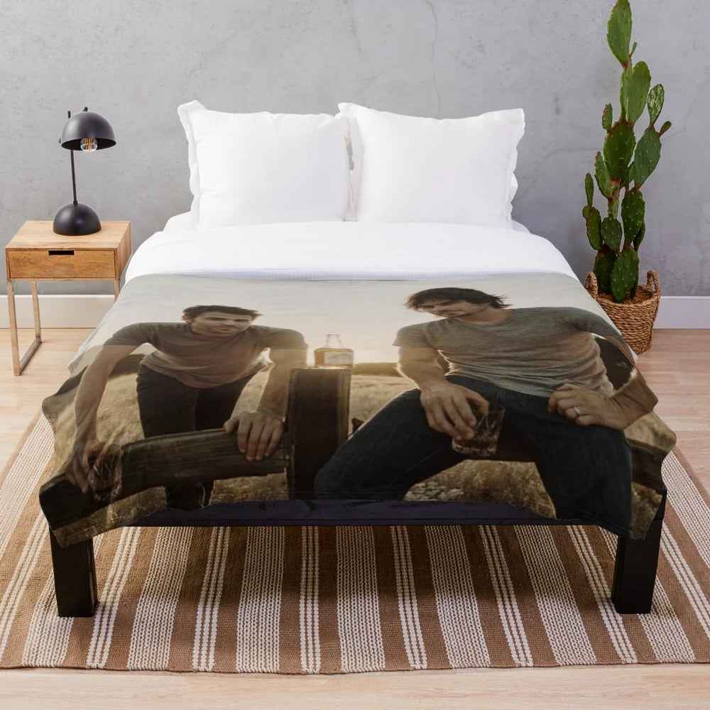 Vampire Diaries Inspired Plush Blanket featuring Ian Somerhalder and Paul Wesley