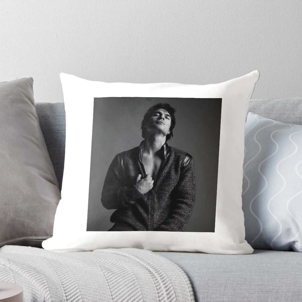 Plush pillow featuring a high-quality photograph of actor Ian Somerhalder as Damon Salvatore from the popular vampire drama series.