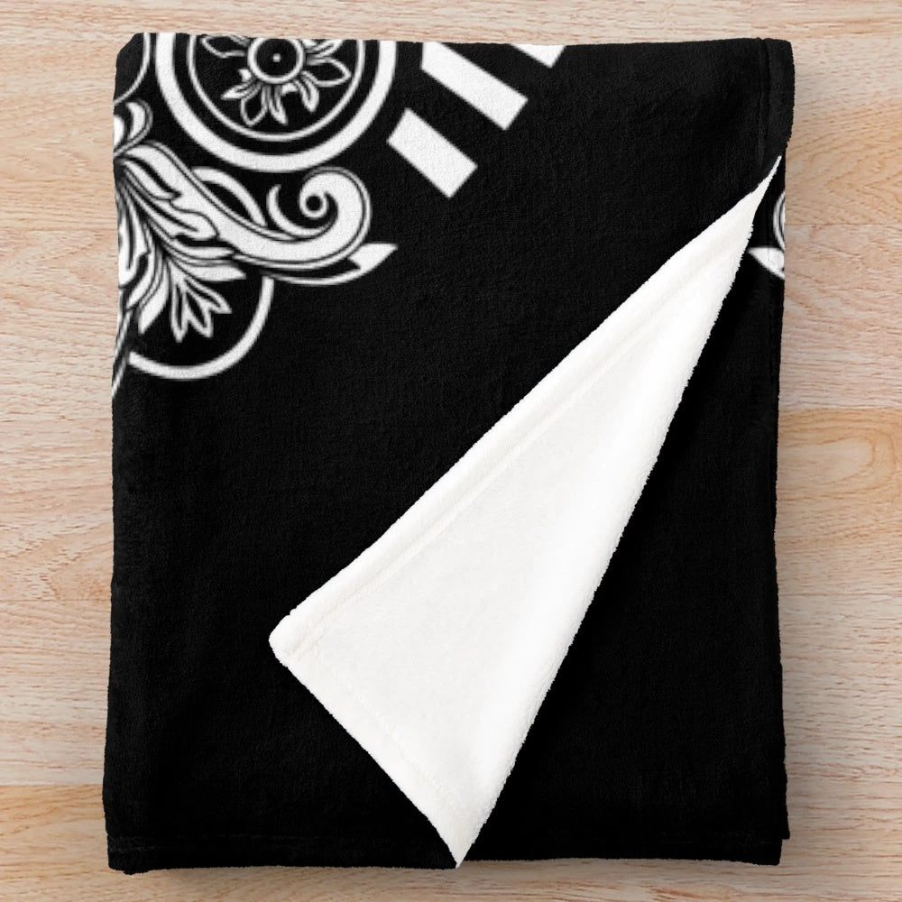 Vampire-themed plush blanket featuring vampire symbols and gothic design