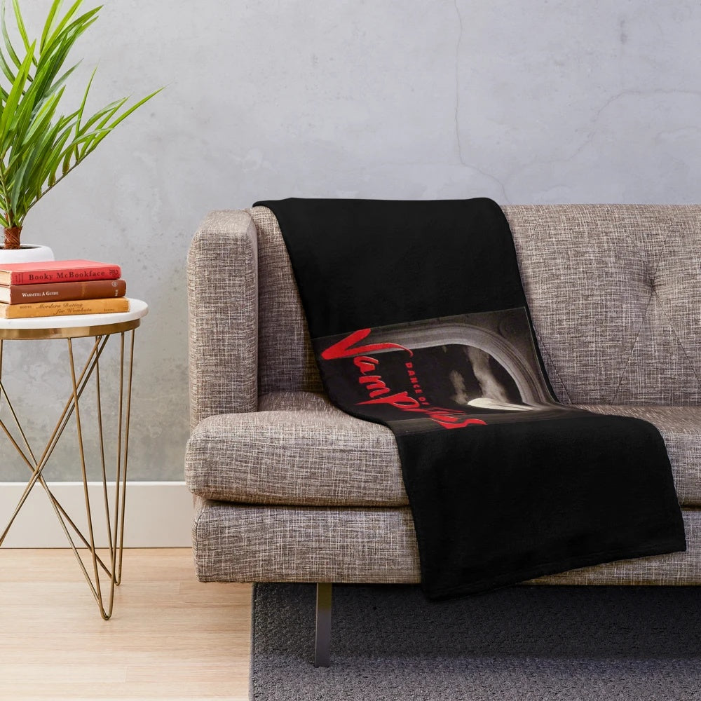 Vampire-themed plush blanket with gothic design