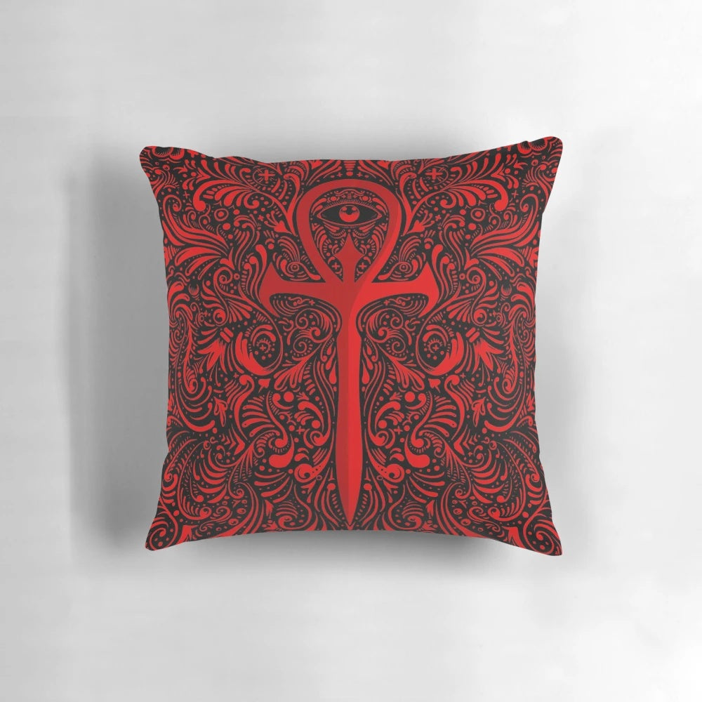 The Masquerade Pillow featuring an ankh and gothic, vampire-inspired design