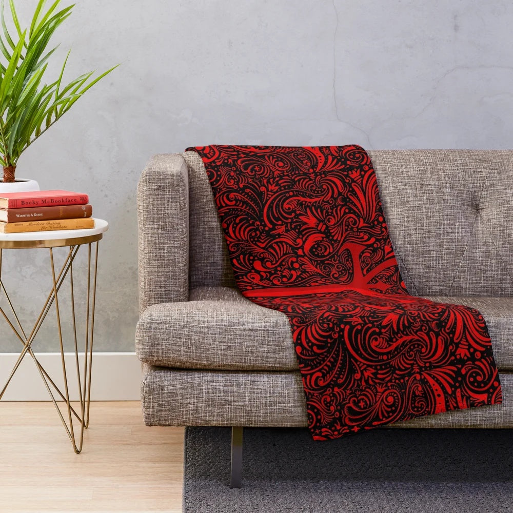 Vampiric plush blanket with gothic and occult design