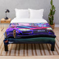 Nissan Skyline GT-R R34 vaporwave plush blanket