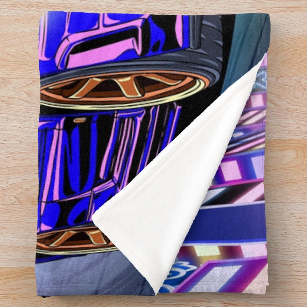 Nissan Skyline GT-R R34 vaporwave plush blanket