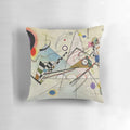 Vasily Kandinsky's Composition 8 abstract art design printed on a soft, decorative pillow.