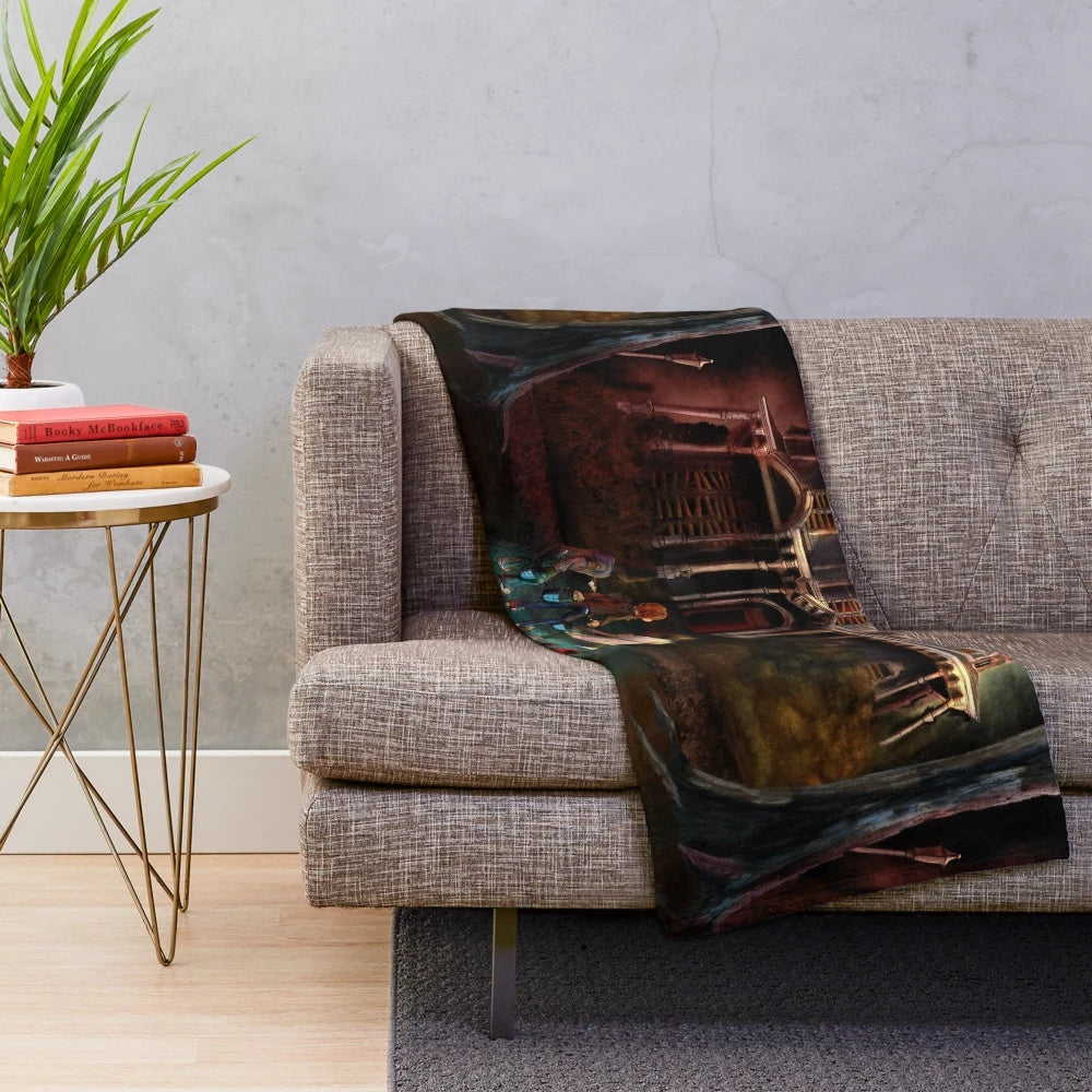 Vecna-inspired plush blanket featuring a monster house design, perfect for Stranger Things fans.