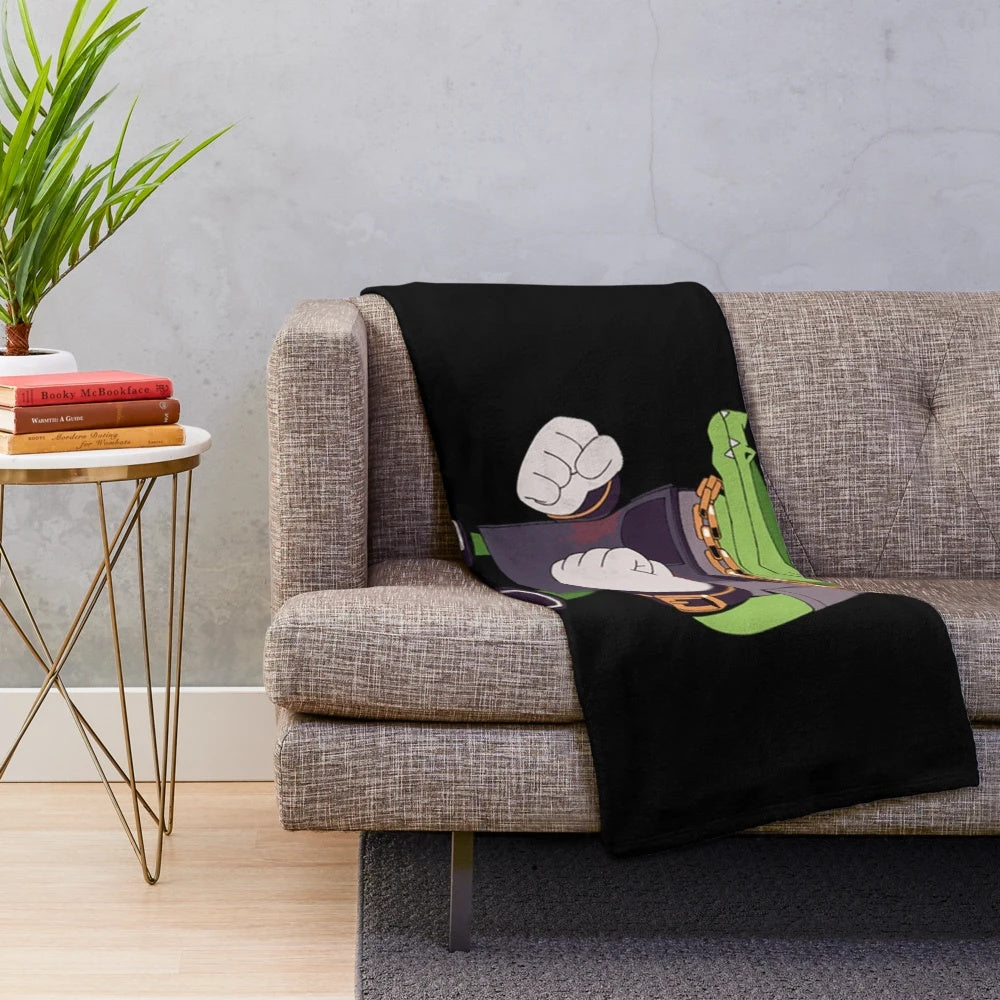 Vector the Crocodile inspired plush blanket for Sonic the Hedgehog fans