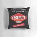 Pillow featuring the lyrics "He just smiled and gave me a Vegemite sandwich" from the Men at Work song "Down Under