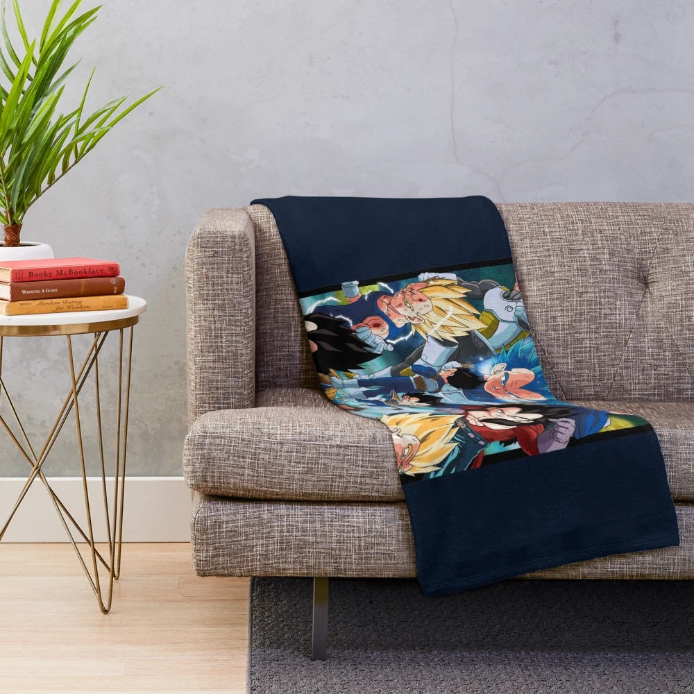 Vegeta-inspired plush blanket with dragon ball anime design