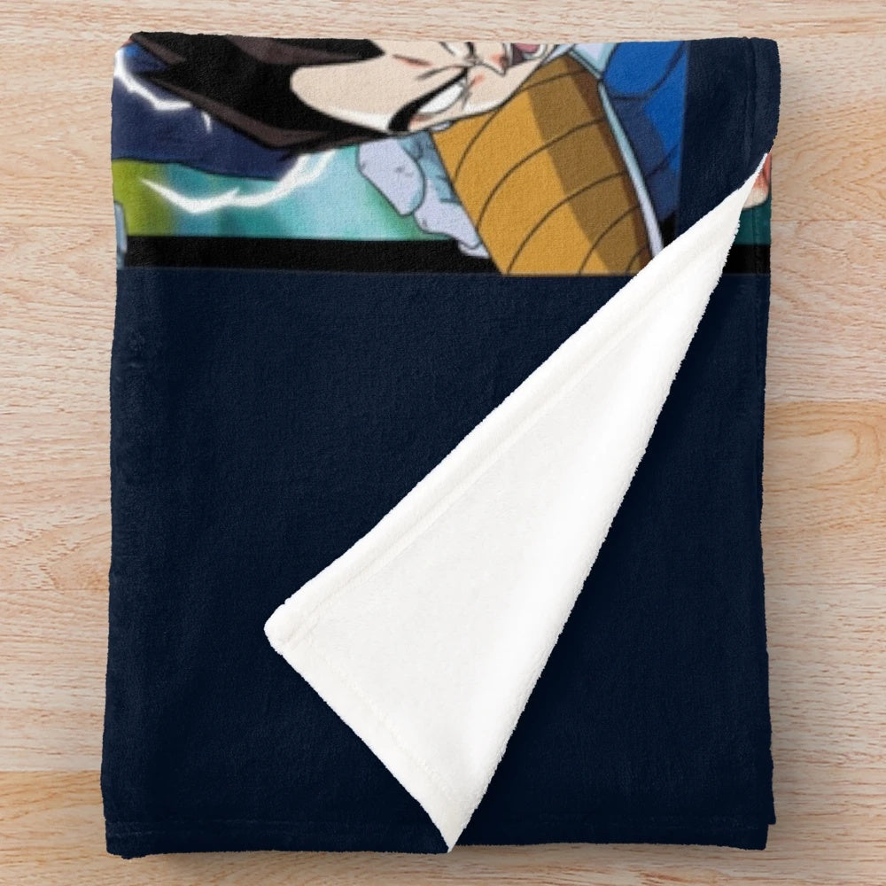 Vegeta-inspired plush blanket with dragon ball anime design