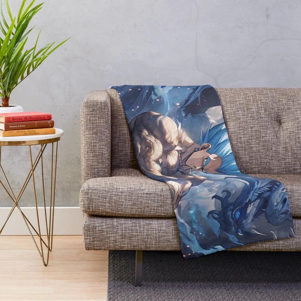 Vegeta inspired plush blanket featuring saiyan warrior