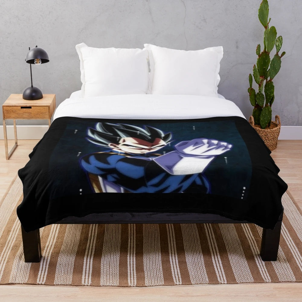 Vegeta-inspired plush blanket featuring the popular Dragon Ball Z character