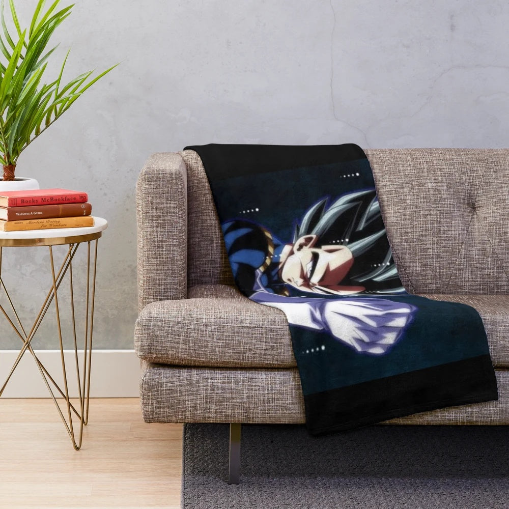 Vegeta-inspired plush blanket featuring the popular Dragon Ball Z character