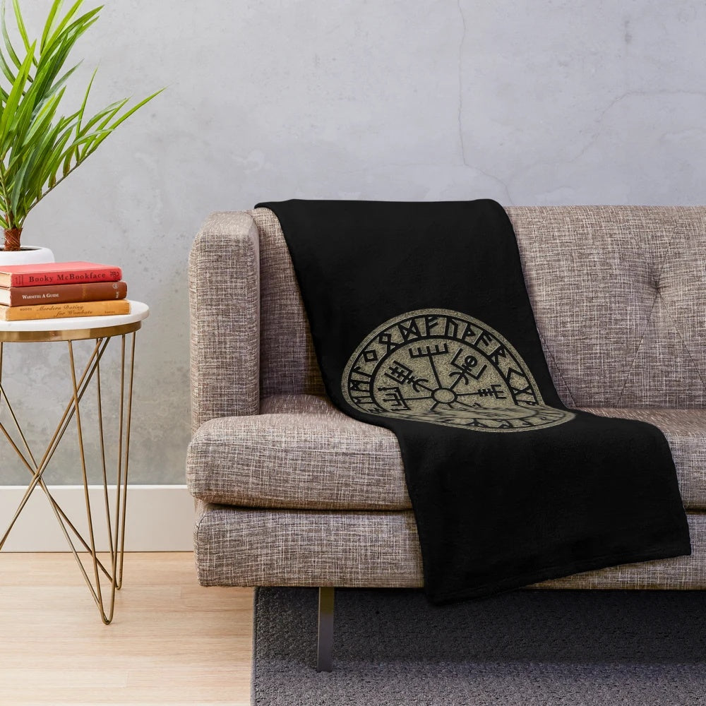 Vegvisir Viking Compass Plush Blanket - Norse Symbol of Protection