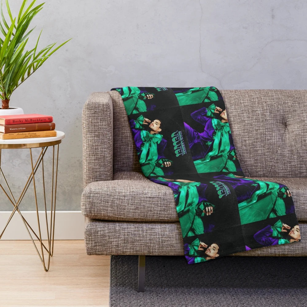 Velvet-inspired plush blanket featuring Adam Lambert's image