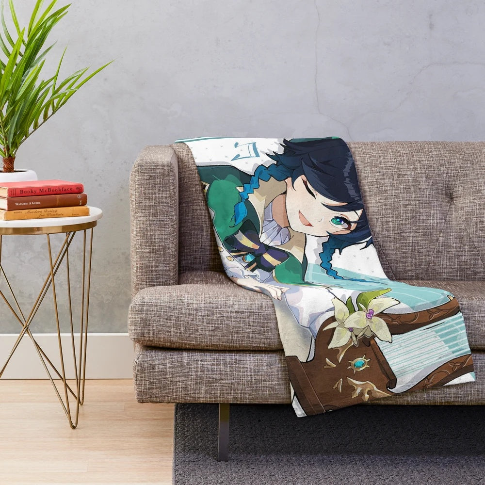 Venti-inspired plush blanket with Genshin Impact official artwork
