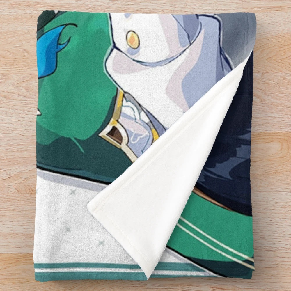 Venti-inspired plush blanket with Genshin Impact official artwork