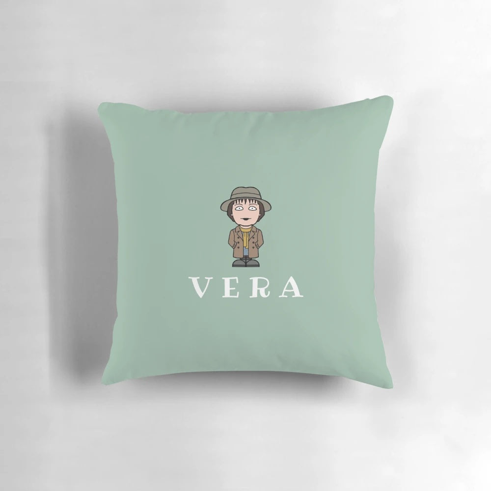 Vera Inspired Pillow with Geordie Detective Motif