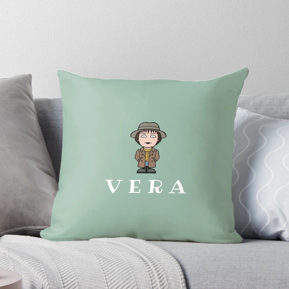 Vera Inspired Pillow with Geordie Detective Motif