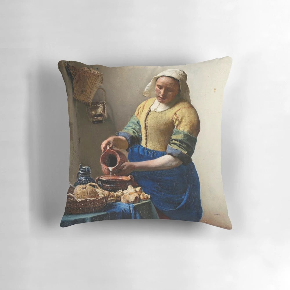 The Milkmaid painting by famous Dutch artist Johannes Vermeer, a baroque art masterpiece