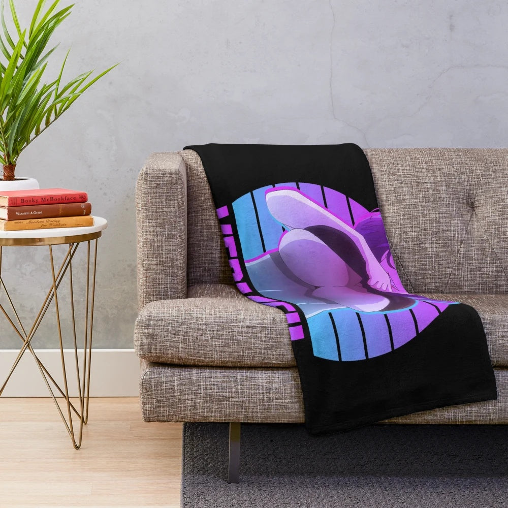 Vermeil-inspired plush blanket with kawaii anime character design