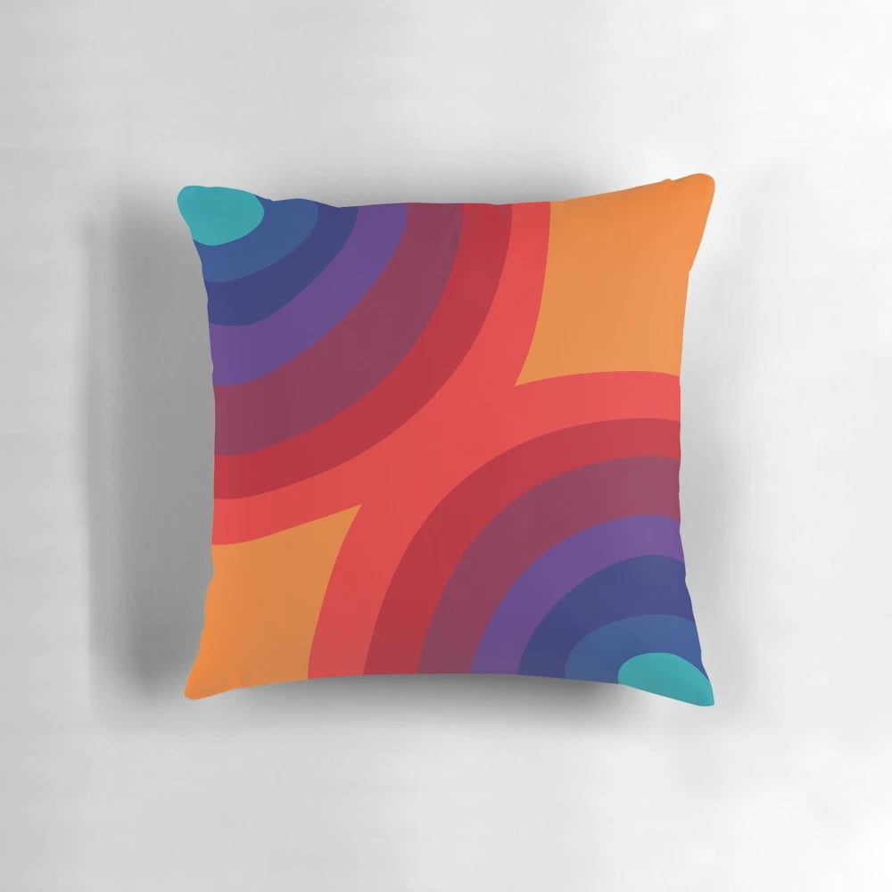 Vernera retro modernist Scandinavian style pillow with colorful circle pattern