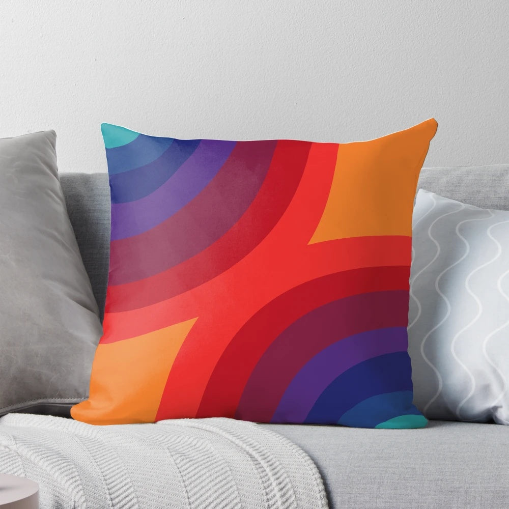 Vernera retro modernist Scandinavian style pillow with colorful circle pattern