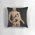 A set of two decorative pillows, one large and one small, made of wood and fabric, perfect for styling dolls or home decor.