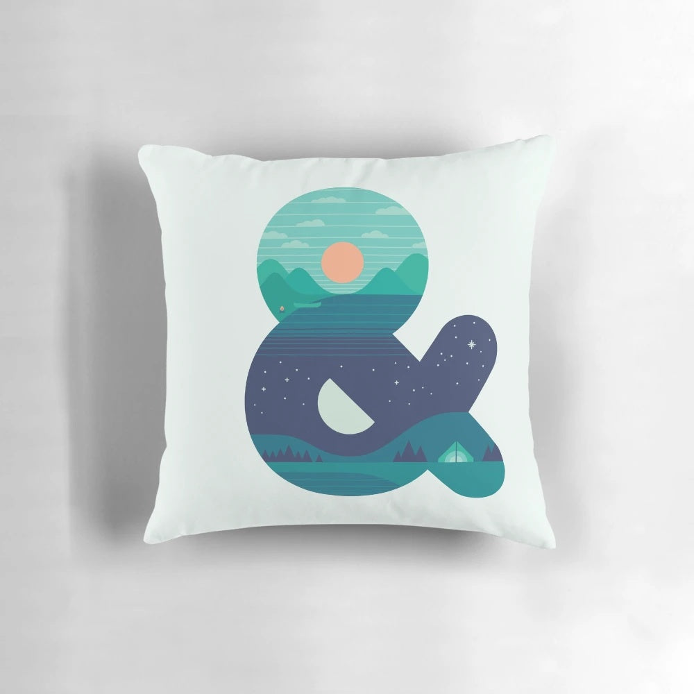 Day and night pillow with minimalist graphic design by The Paper Crane