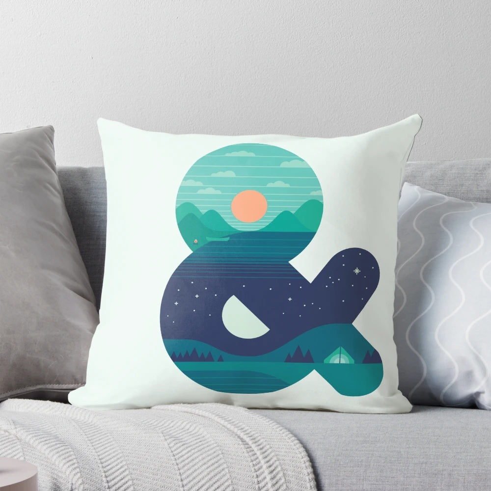 Day and night pillow with minimalist graphic design by The Paper Crane