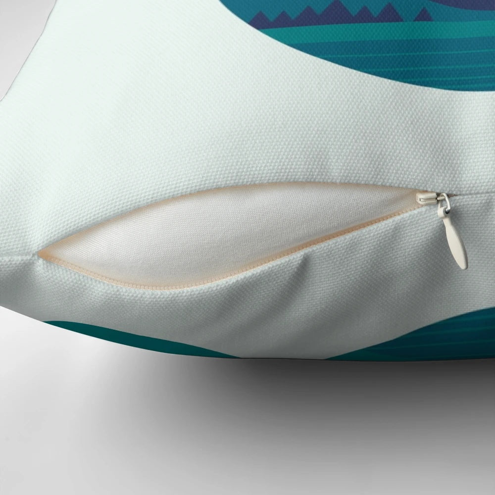 Day and night pillow with minimalist graphic design by The Paper Crane