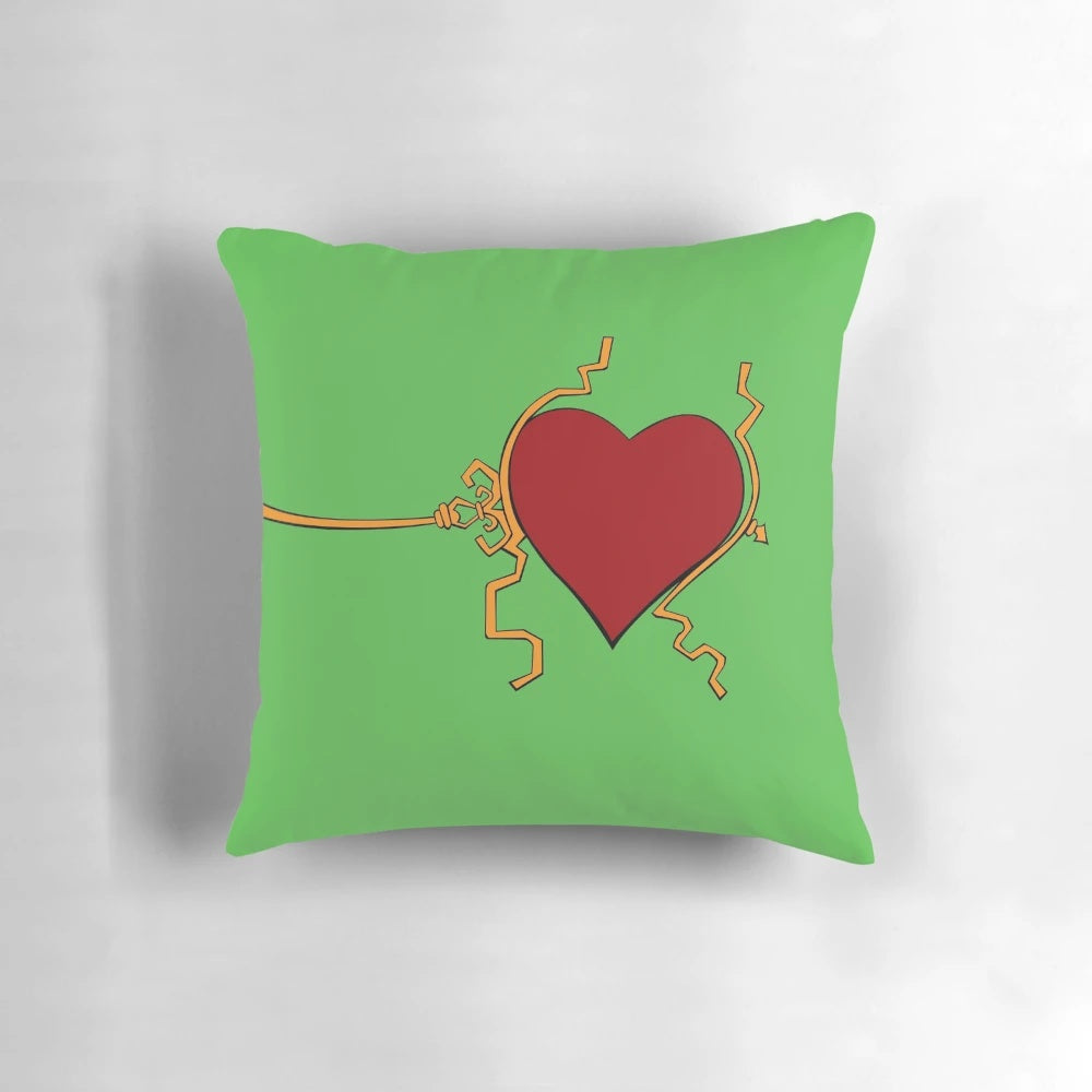 A three-in-one Christmas pillow featuring the Grinch, hearts, and holiday designs