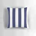 Navy blue and white vertically striped decorative pillow