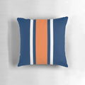 Vertical power stripe pillow in orange, white, and navy colors