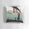 Vertigo Golden Bridge Illustration by Burroi - Hitchcock Psycho Movie Pillow