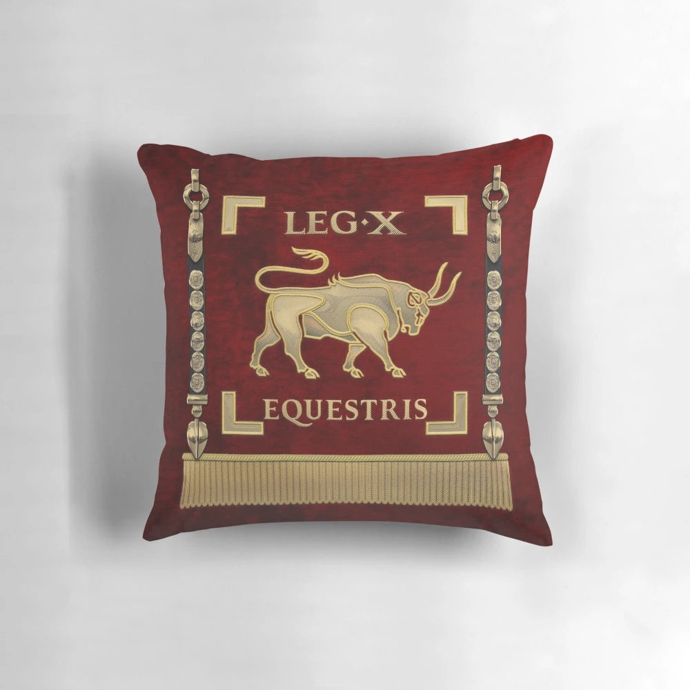 Pillow depicting the standard of the 10th Mounted Roman Legion (Legio X Equestris)