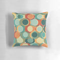 Colorful 1960s retro-style circular pattern throw pillow