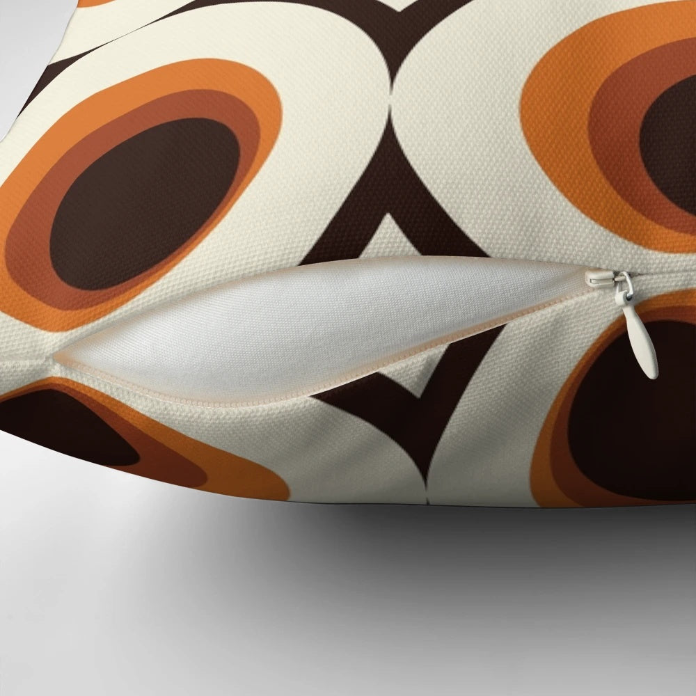 Colorful 1970s inspired mid-century modern circle pattern throw pillow