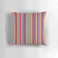 Colorful vertical striped retro 70s style accent pillow with abstract geometric pattern