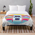 Vintage 80s arcade machine plush blanket with vibrant retro gaming design