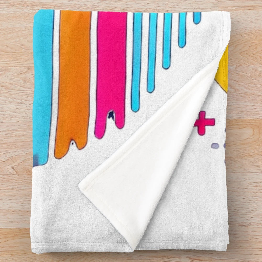 Vintage 80s arcade machine plush blanket with vibrant retro gaming design