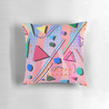 Colorful 80s-inspired pop art retro pattern pillow with futuristic neon grid design
