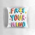 Colorful 80s-inspired neon typography pillow with positive vibes