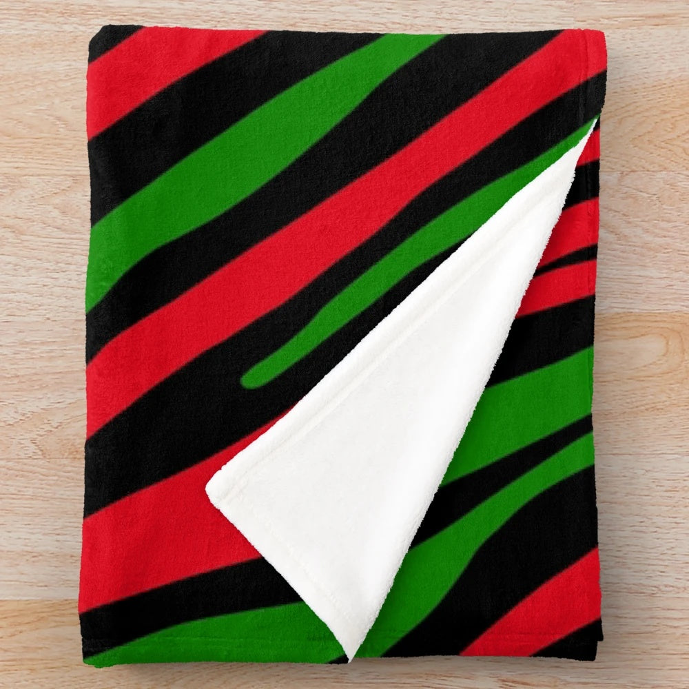 Colorful 90s pattern plush blanket with tribal design