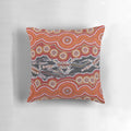 Colorful Australian aboriginal art pillow featuring traditional indigenous dot painting design