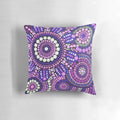 Colorful aboriginal art purple pattern pillow with pink and dot design elements