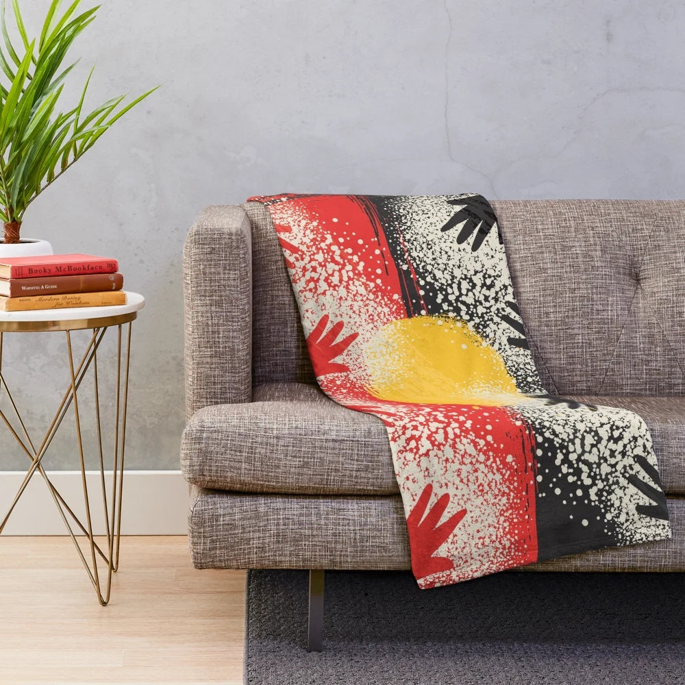 Colorful aboriginal dot art inspired plush blanket