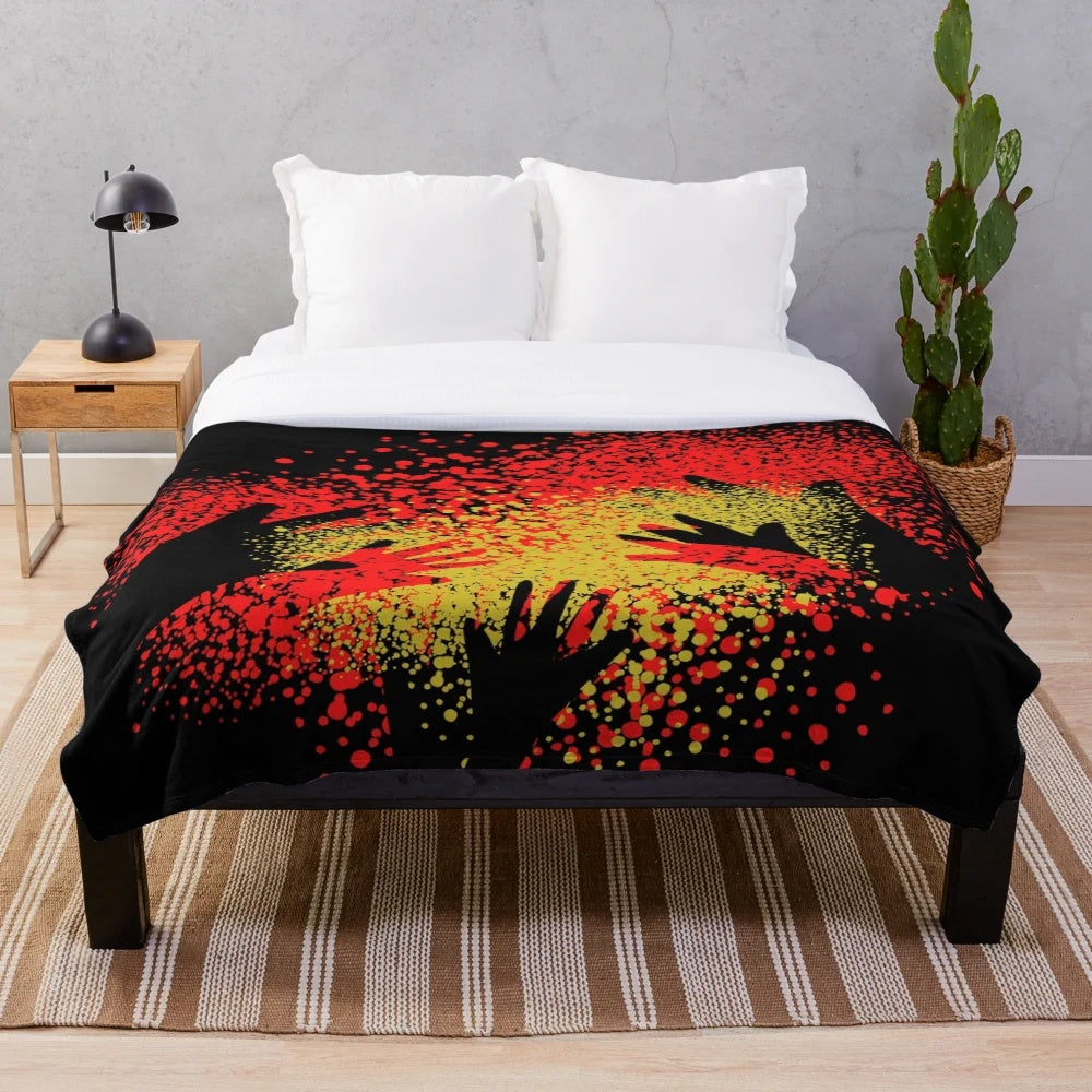 Colorful aboriginal art design plush blanket
