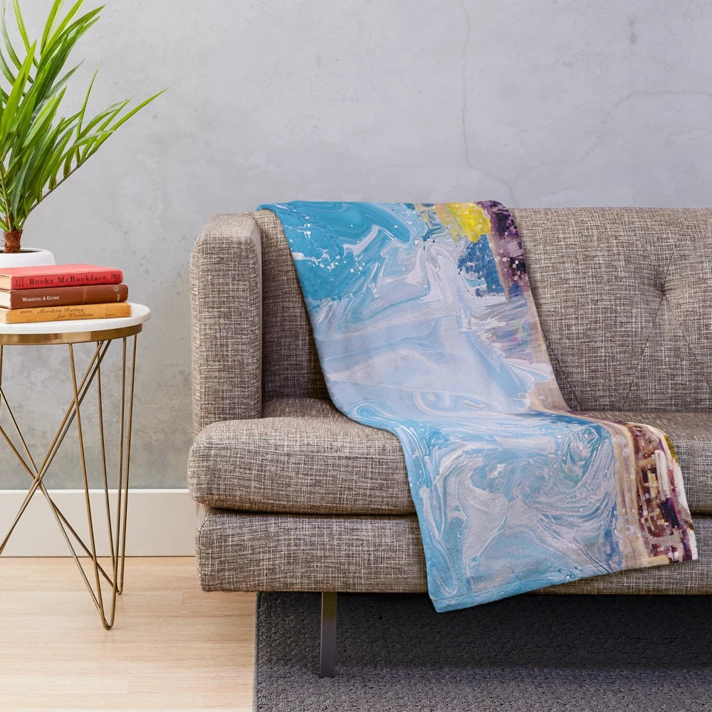 Colorful abstract patterned plush blanket