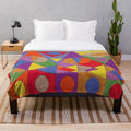 Colorful abstract acrylic plush blanket with a contemporary design
